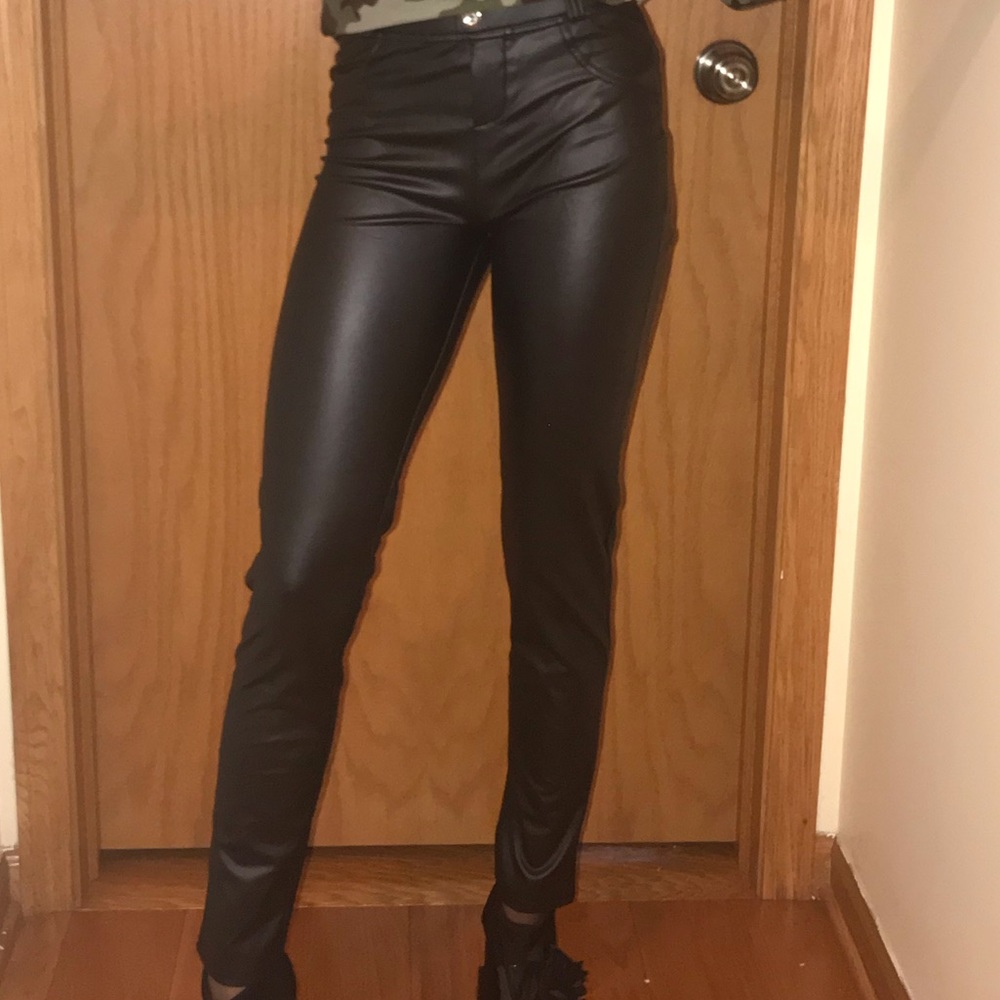 Faux Black Leather Pants